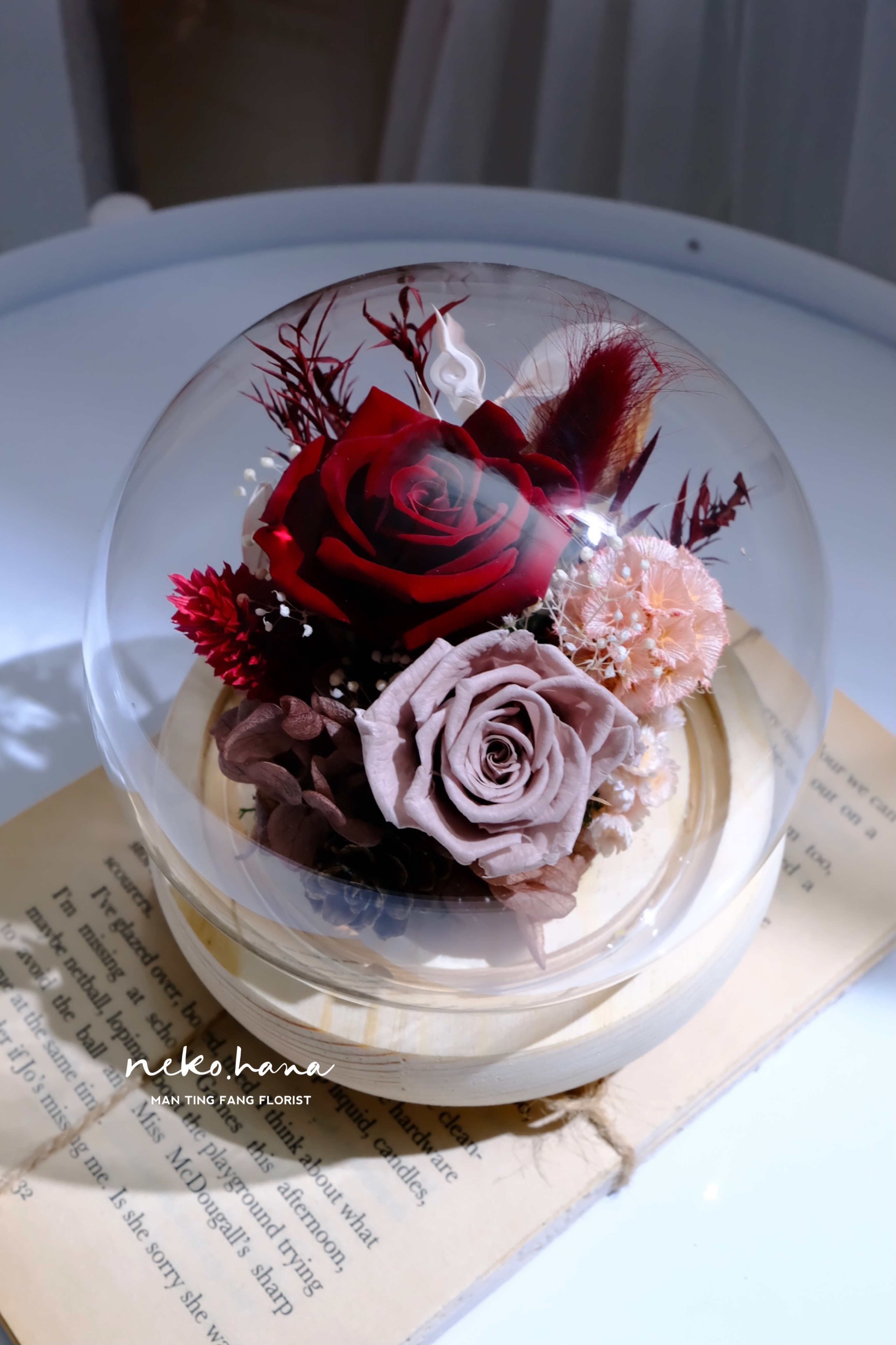 紅玫瑰水晶球玻璃盅