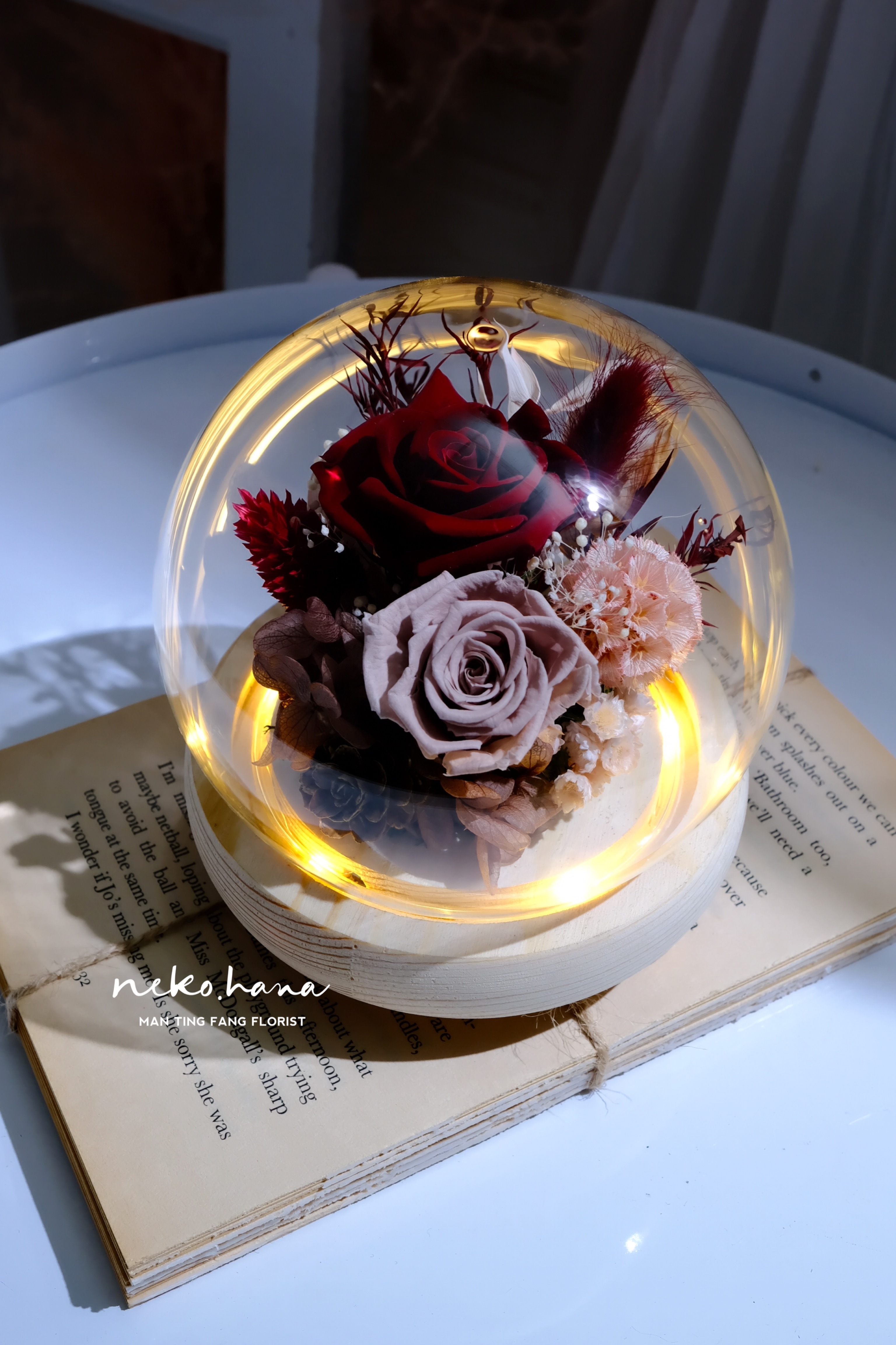 紅玫瑰水晶球玻璃盅