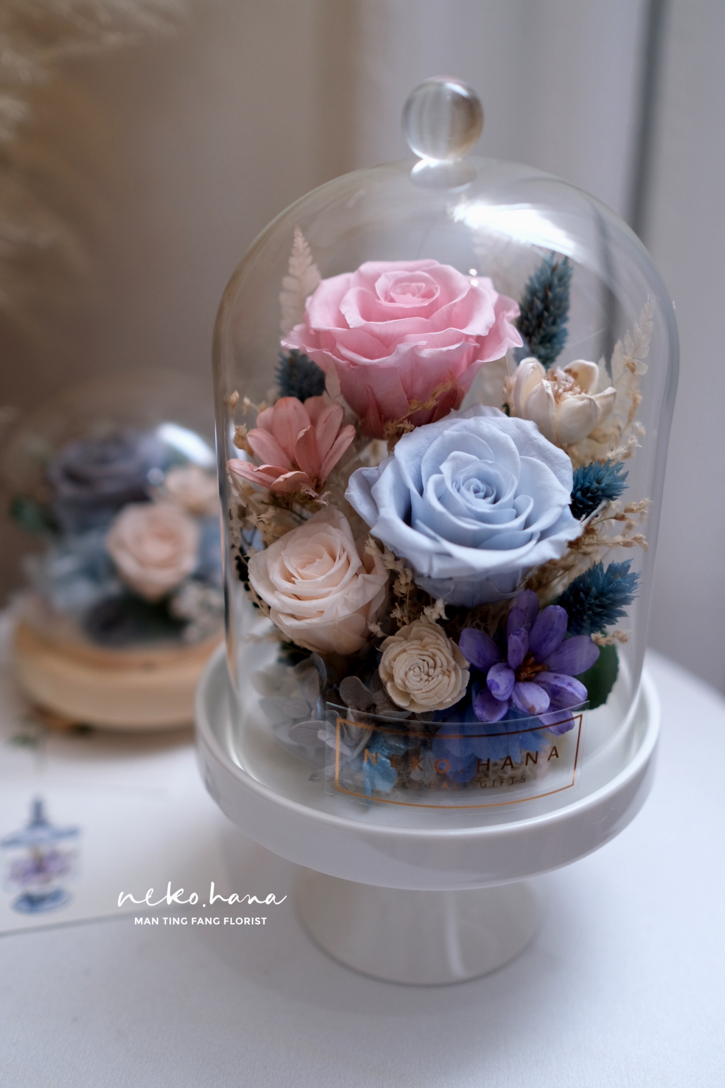 可藍可甜陶瓷永生花盅