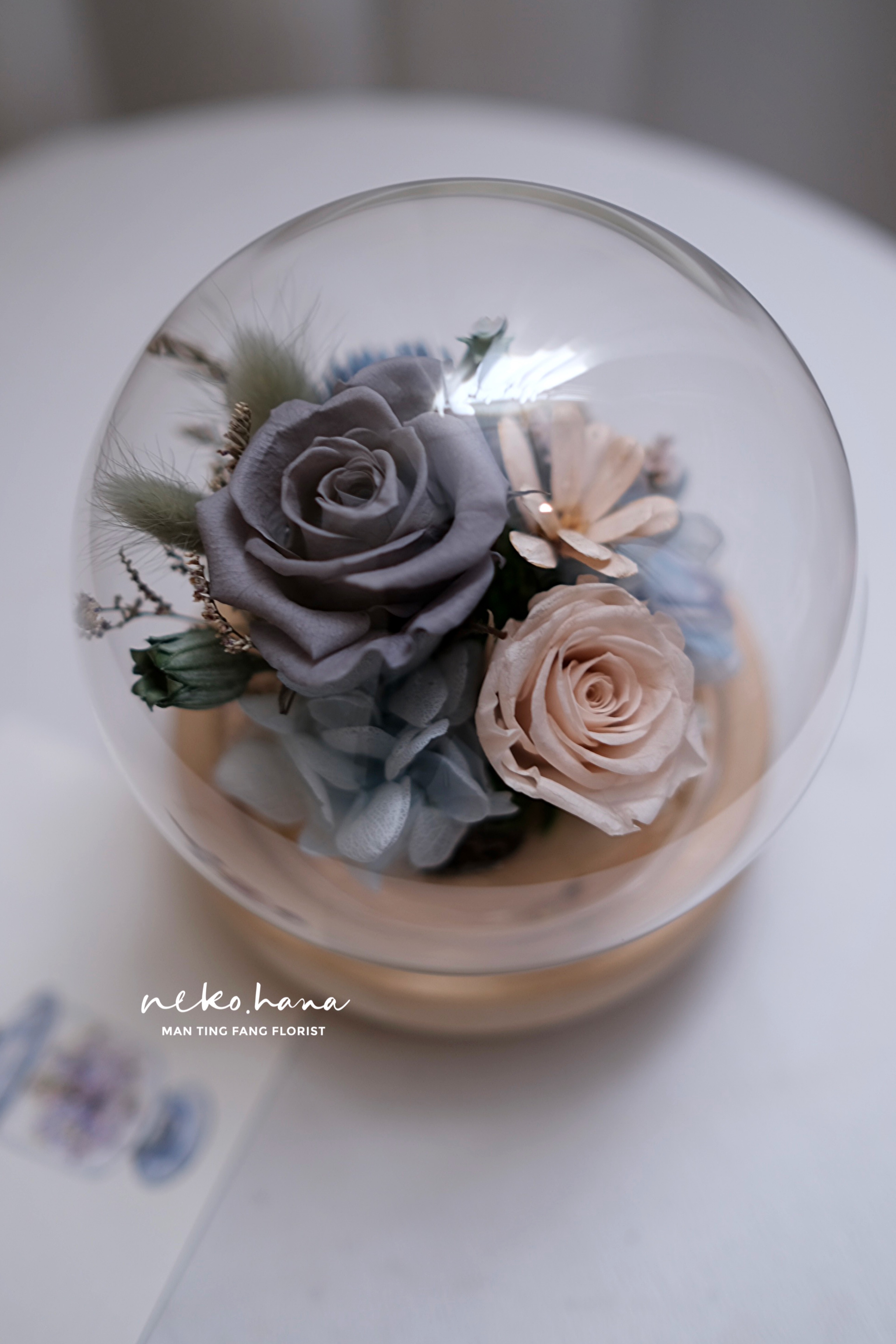 灰玫瑰水晶球玻璃盅