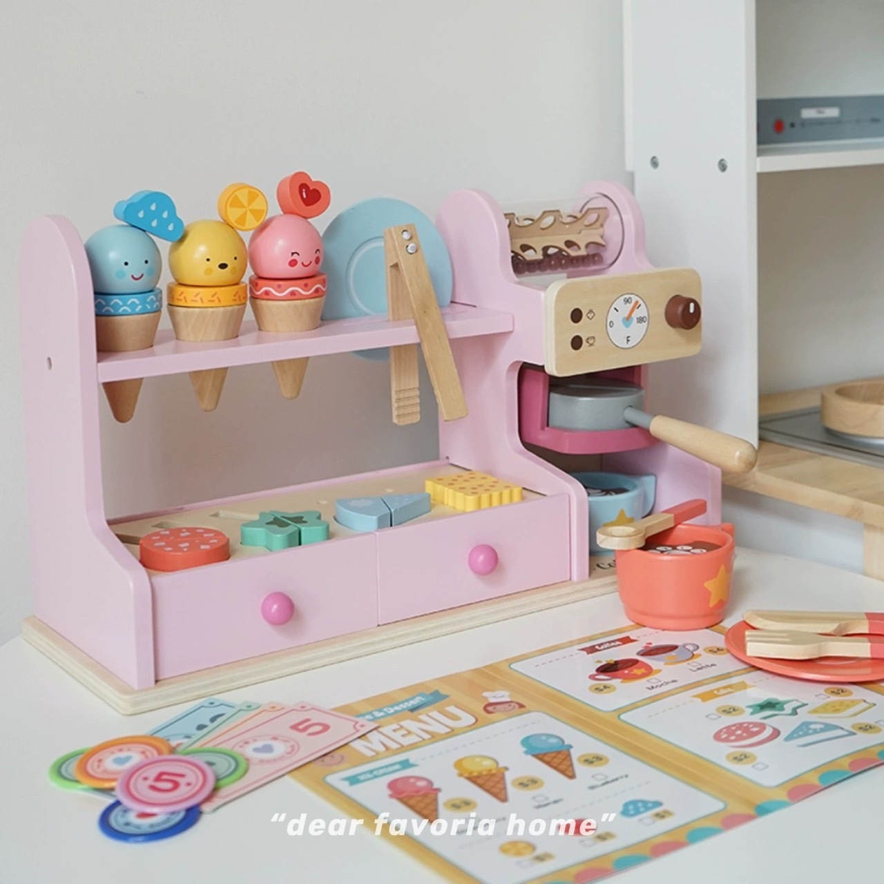 仿真甜品咖啡機木質家家酒組 / 2色