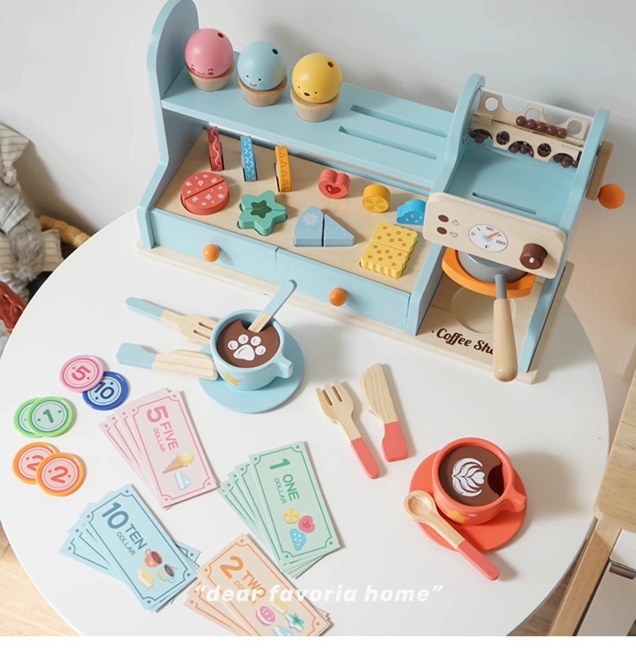 仿真甜品咖啡機木質家家酒組 / 2色