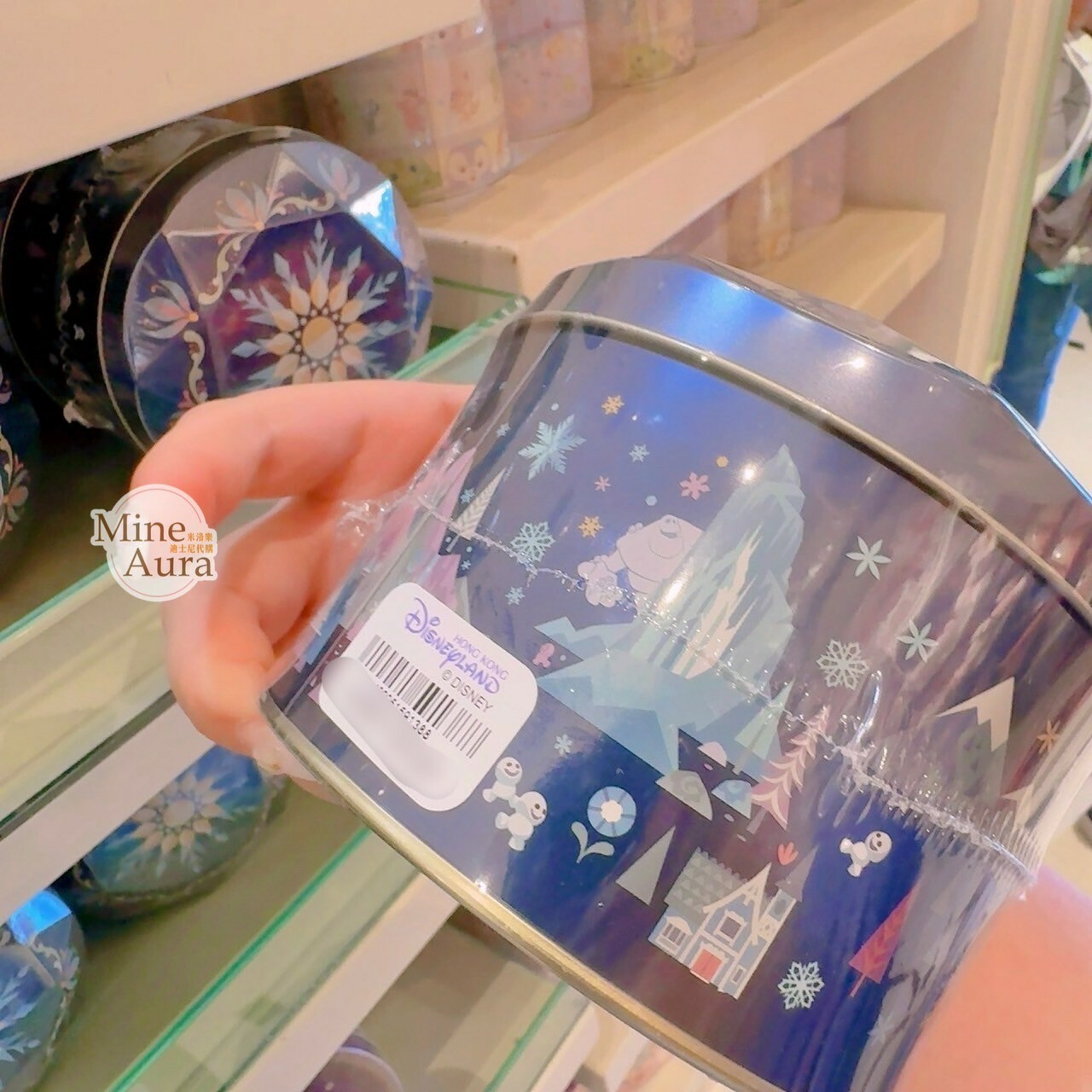 World of Frozen 限定 雪花圖騰 曲奇餅乾 圓桶 鐵盒 冰雪奇緣 Frozen -香港迪士尼樂園