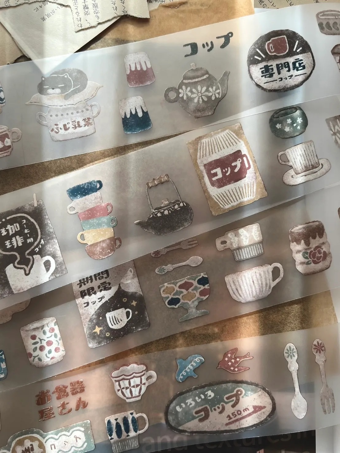 微瘋畫室．お食器屋さん-杯子 5cm霧面PET膠帶 <整捲/分裝>