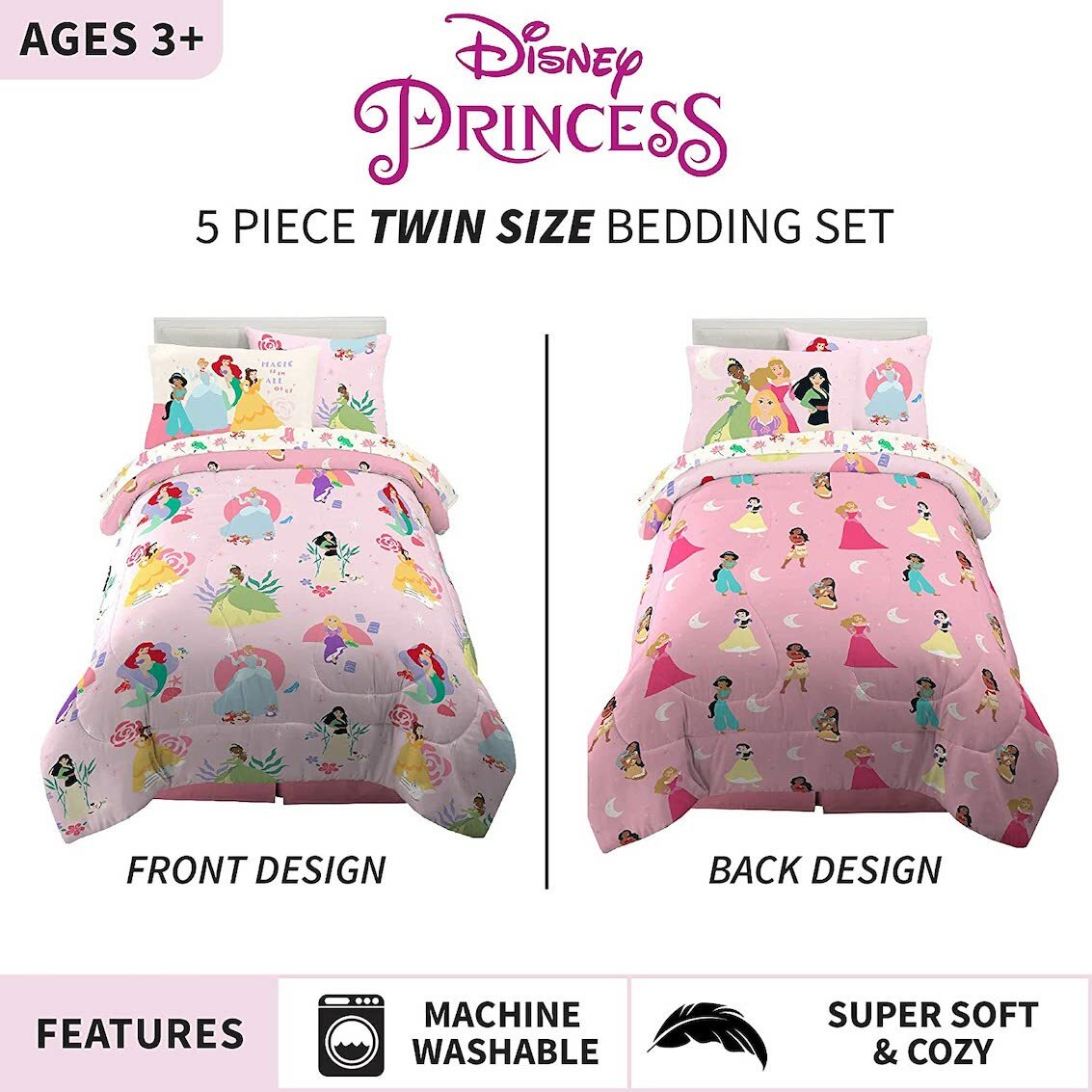 美國 Disney Princess 5 件裝床上套裝 (單人床)