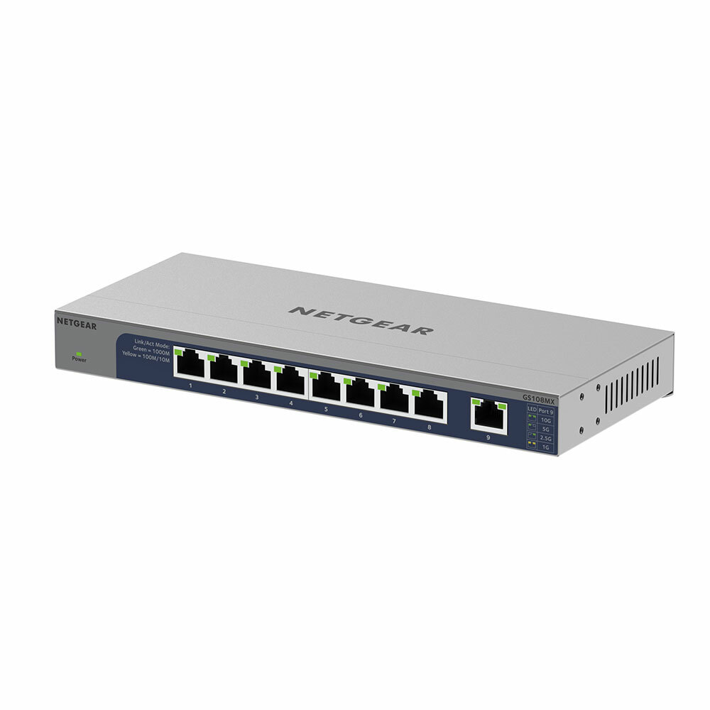 NETGEAR GS108MX 8埠1G + 1埠10G/Multi-G 無網管交換器
