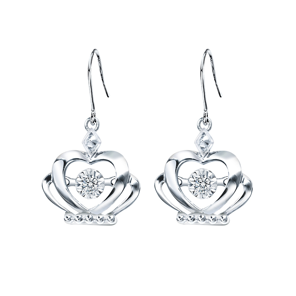 18K皇冠勾式鑽石耳環