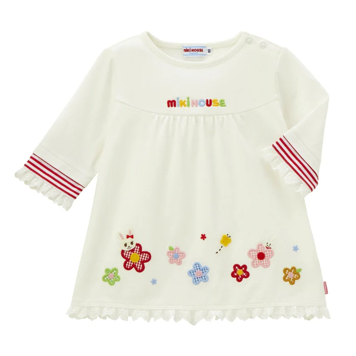 舞颯兔蕾絲八分袖T恤-白