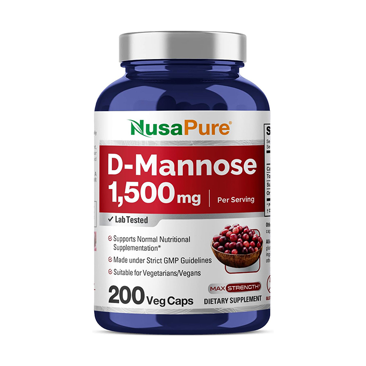 NusaPure Organic D-Mannose 1500 mg ,200 Veg Capsules
