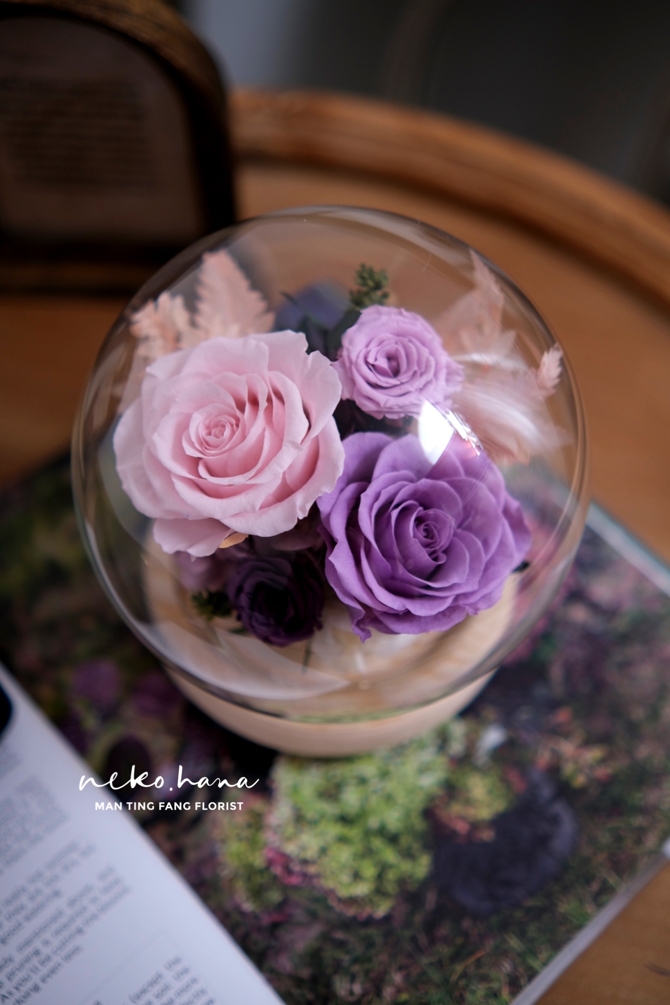 粉紫色水晶球玻璃盅(大）