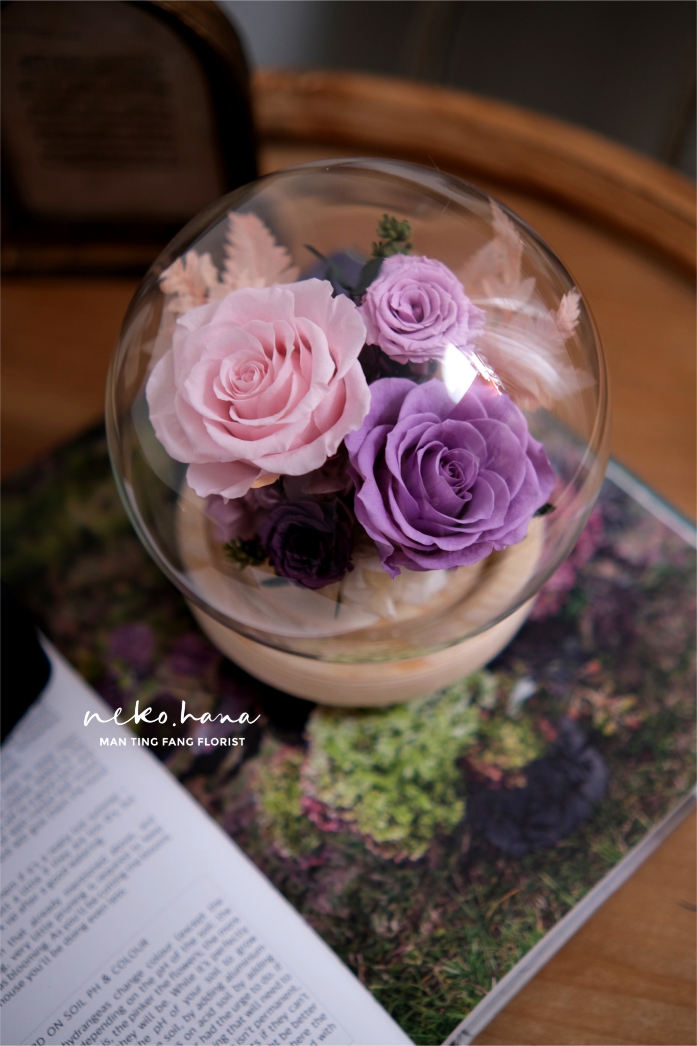 粉紫色水晶球玻璃盅(大）