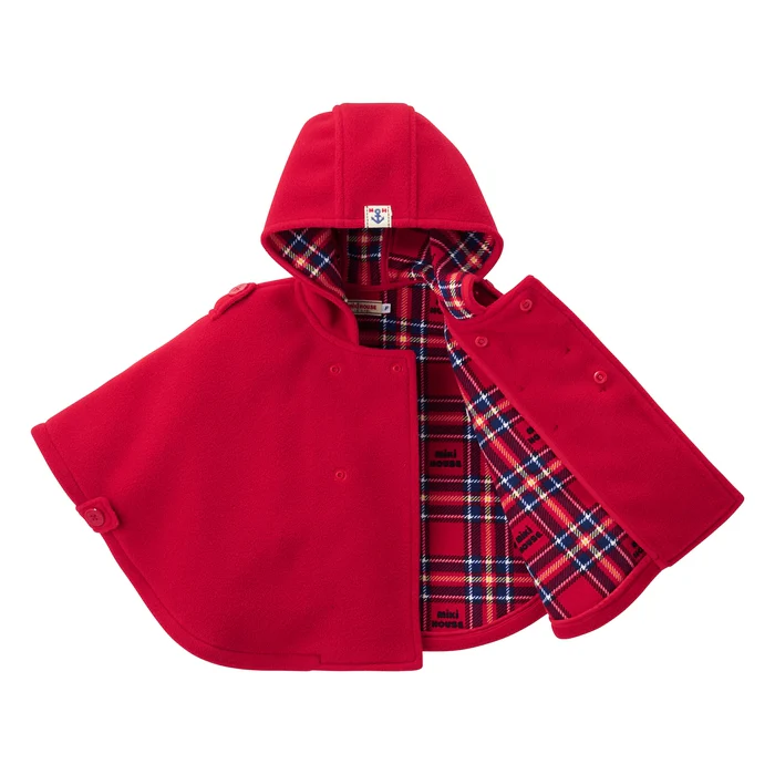 ONE-SIZE毛絨連帽斗篷-紅