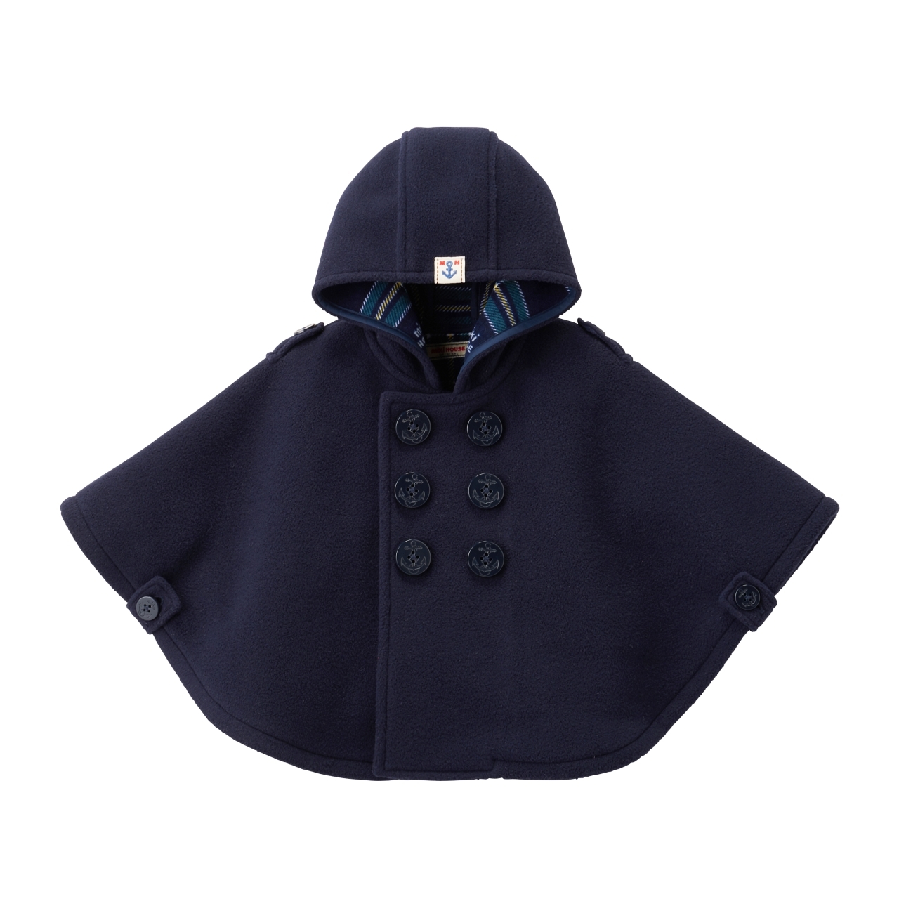 ONE-SIZE毛絨連帽斗篷-藏藍