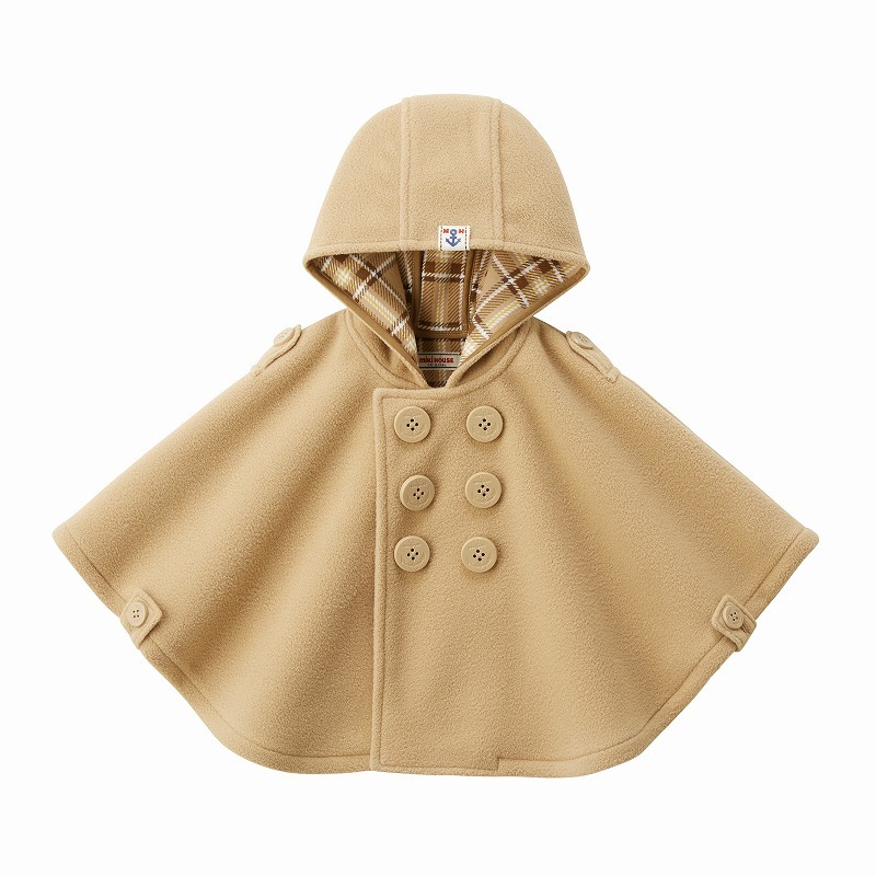 ONE-SIZE毛絨連帽斗篷-駝