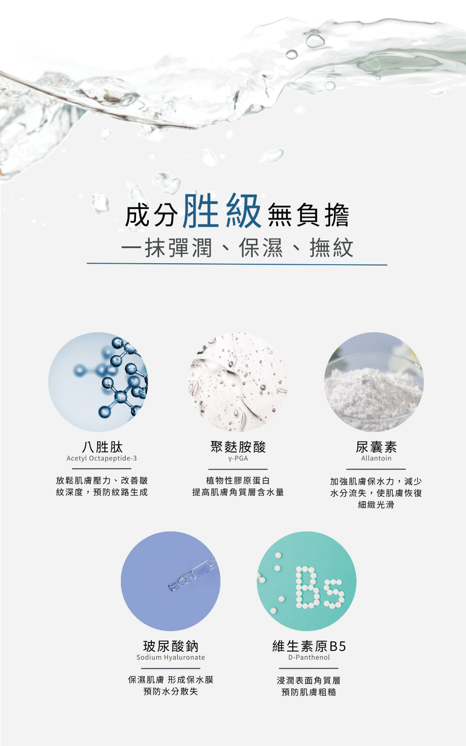 成分升級無負擔 一抹彈潤、保濕、撫紋