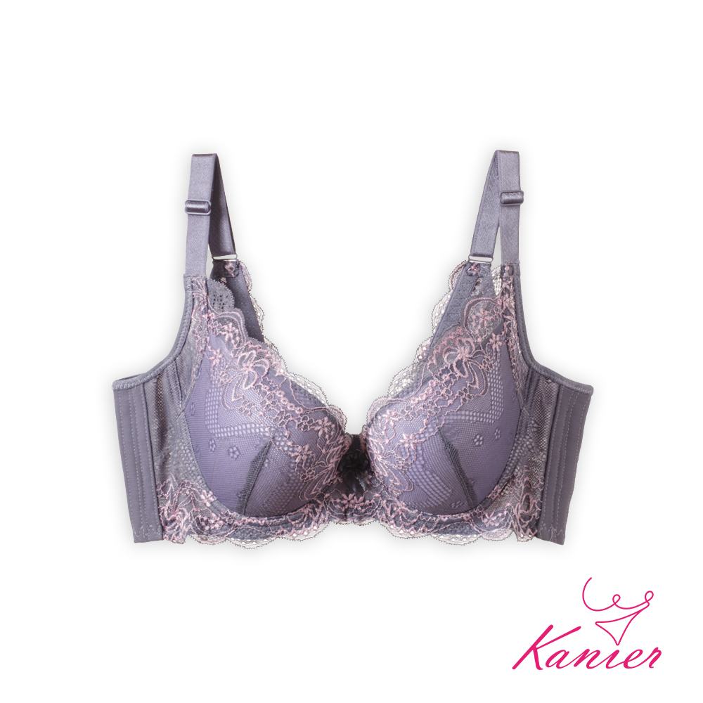 【Kanier卡妮兒】浪漫花舞約定 蕾絲美背加高 軟鋼圈內衣【7212 炫彩灰 -B / C罩杯】