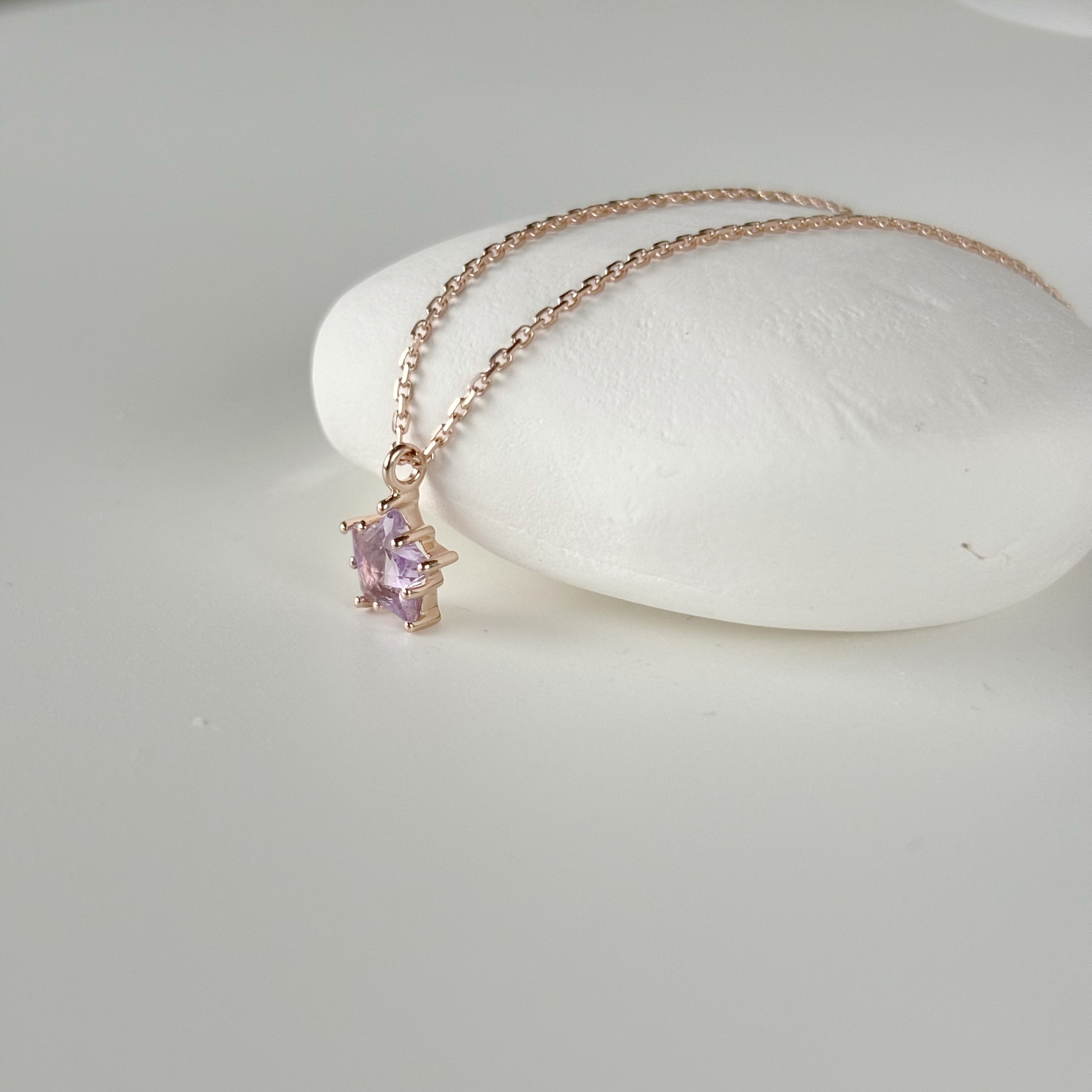 爪鑲星星紫水晶項鍊