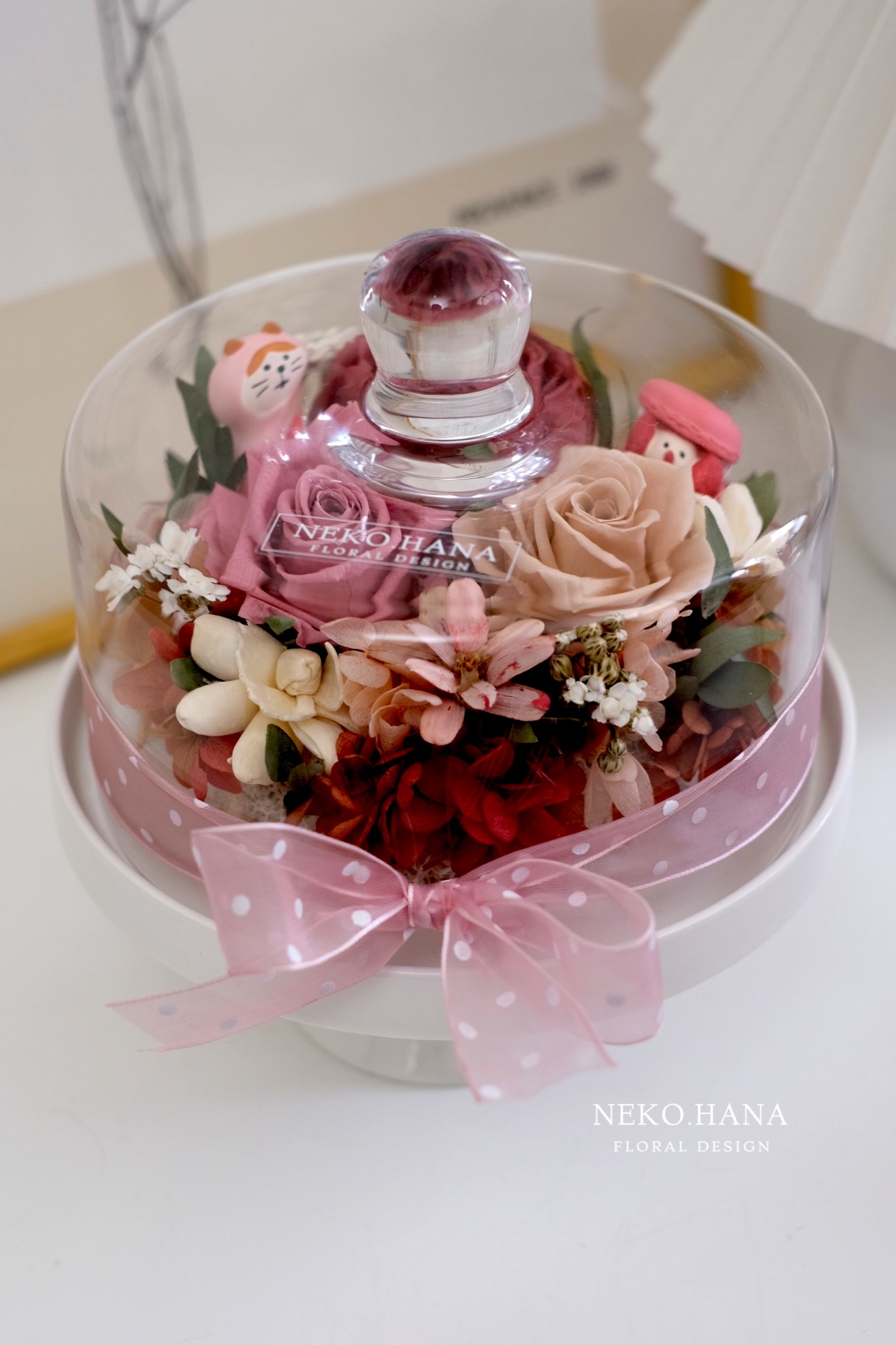 紅粉系永生花蛋糕盅
