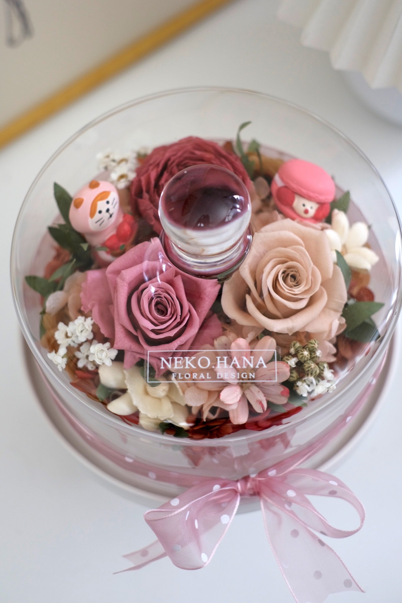 紅粉系永生花蛋糕盅