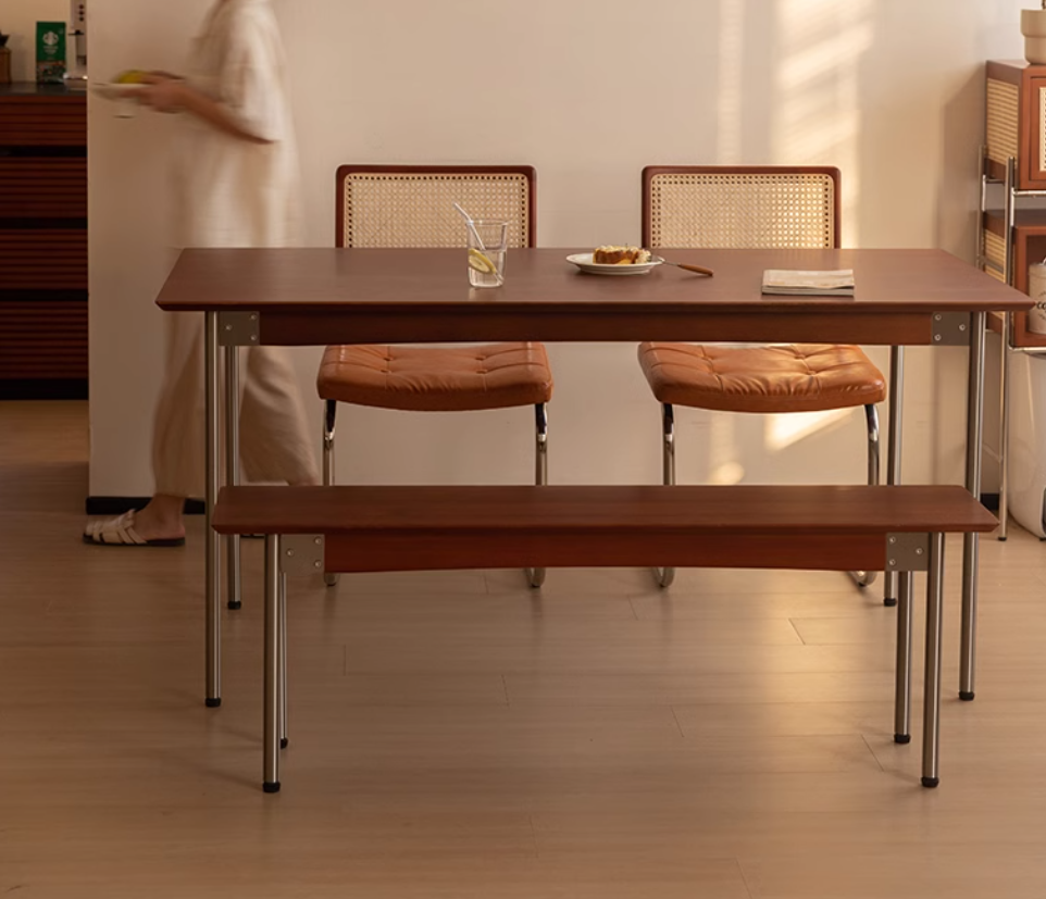 小萬 長方形原木餐桌