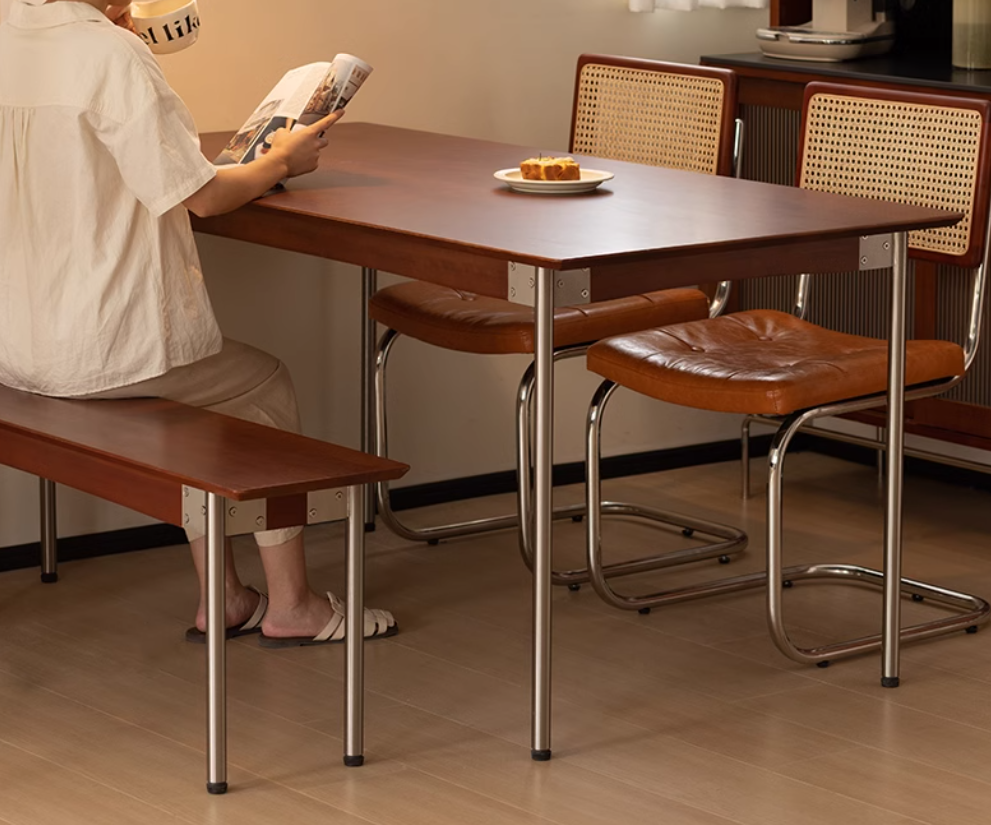 小萬 長方形原木餐桌