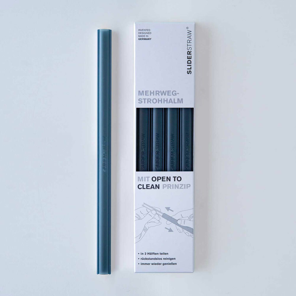 德國 SLIDERSTRAW 可拆式環保吸管 黑色4入組(21.5cm)