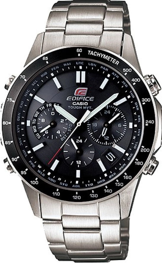 萬年鐘錶 - CASIO EDIFICE 系列 賽車太陽能電波三眼計時男錶 EQW-550D-1A  錶徑 : 40.8MM