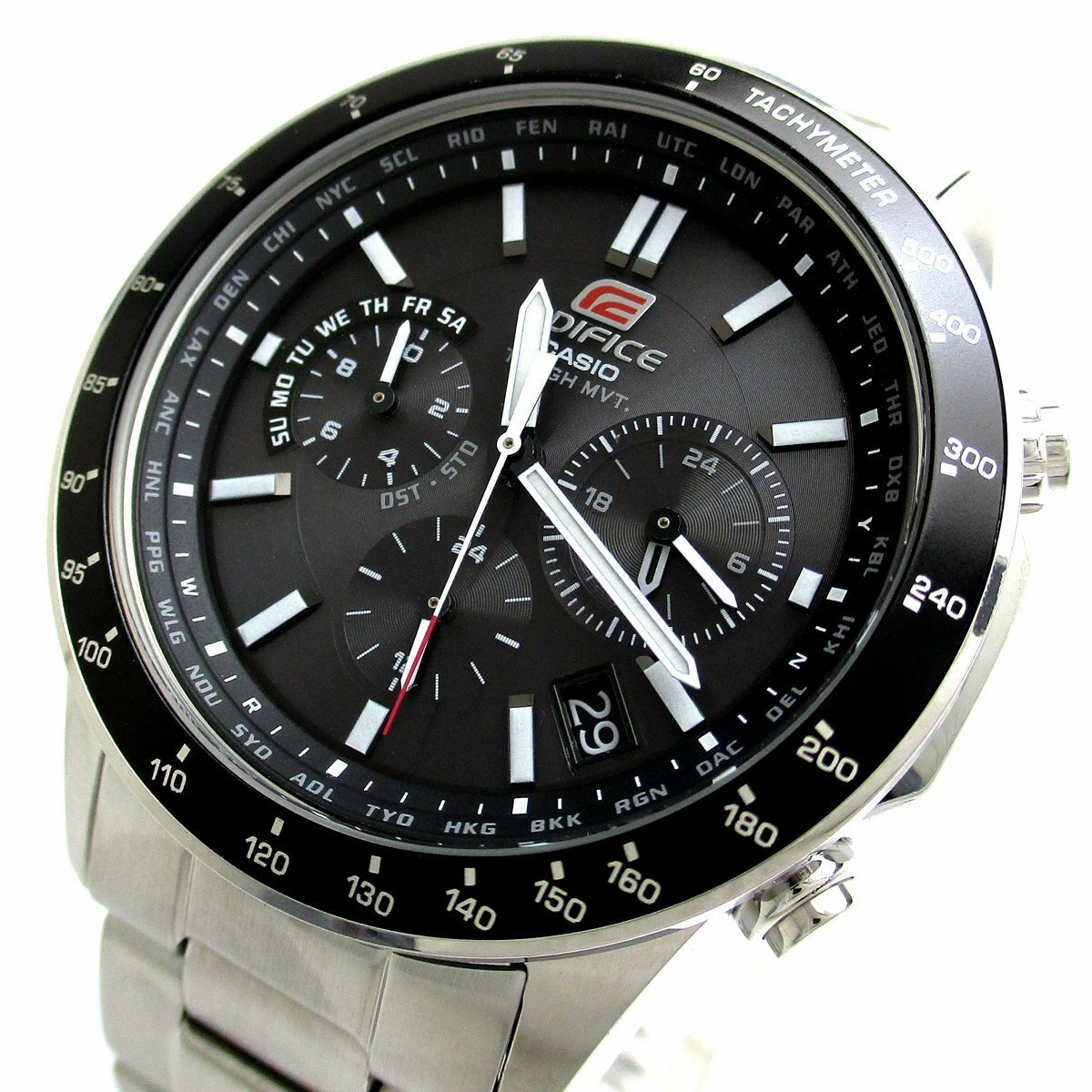 萬年鐘錶 - CASIO EDIFICE 系列 賽車太陽能電波三眼計時男錶 EQW-550D-1A  錶徑 : 40.8MM