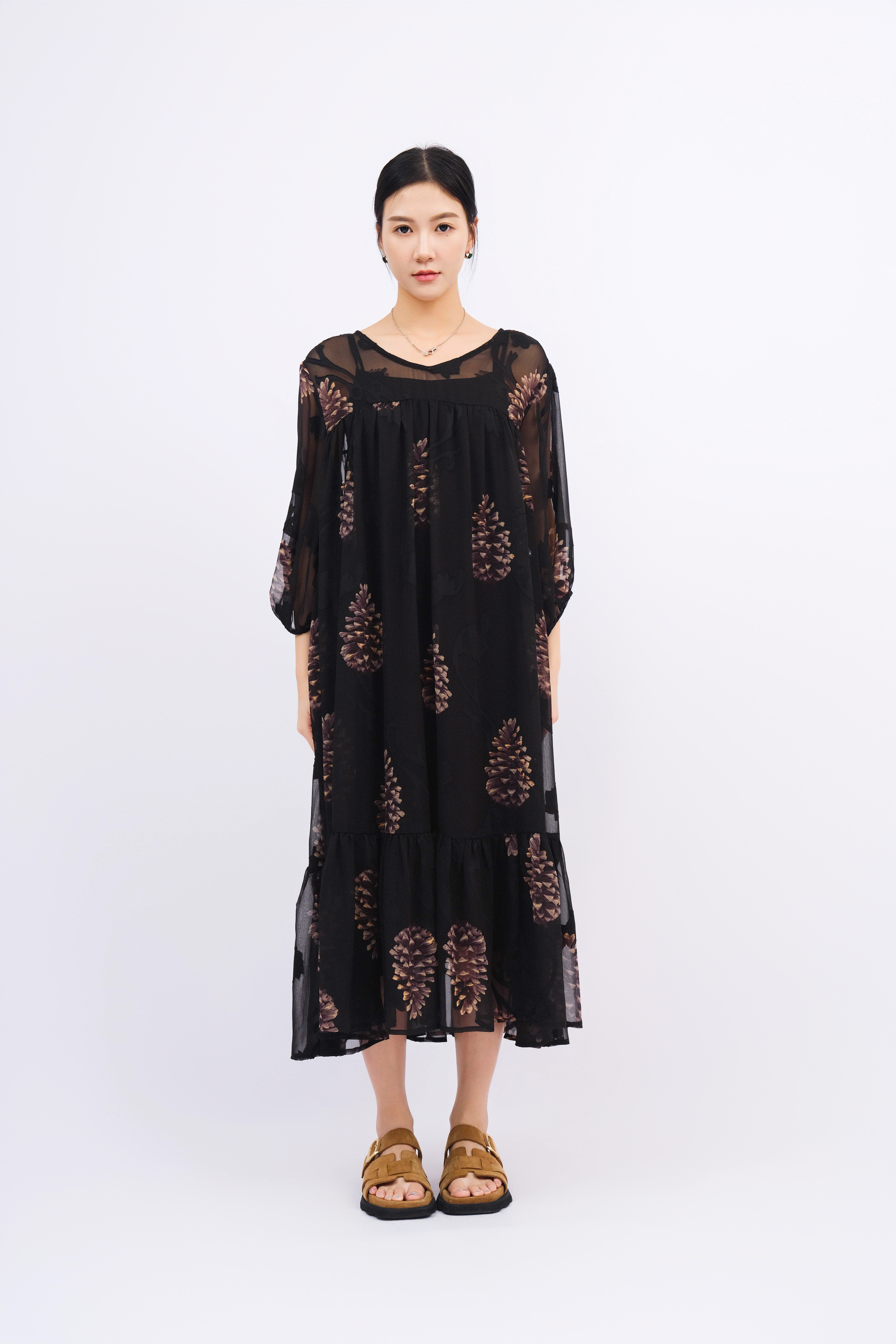 松果花雪紡連身裙（現貨款式）