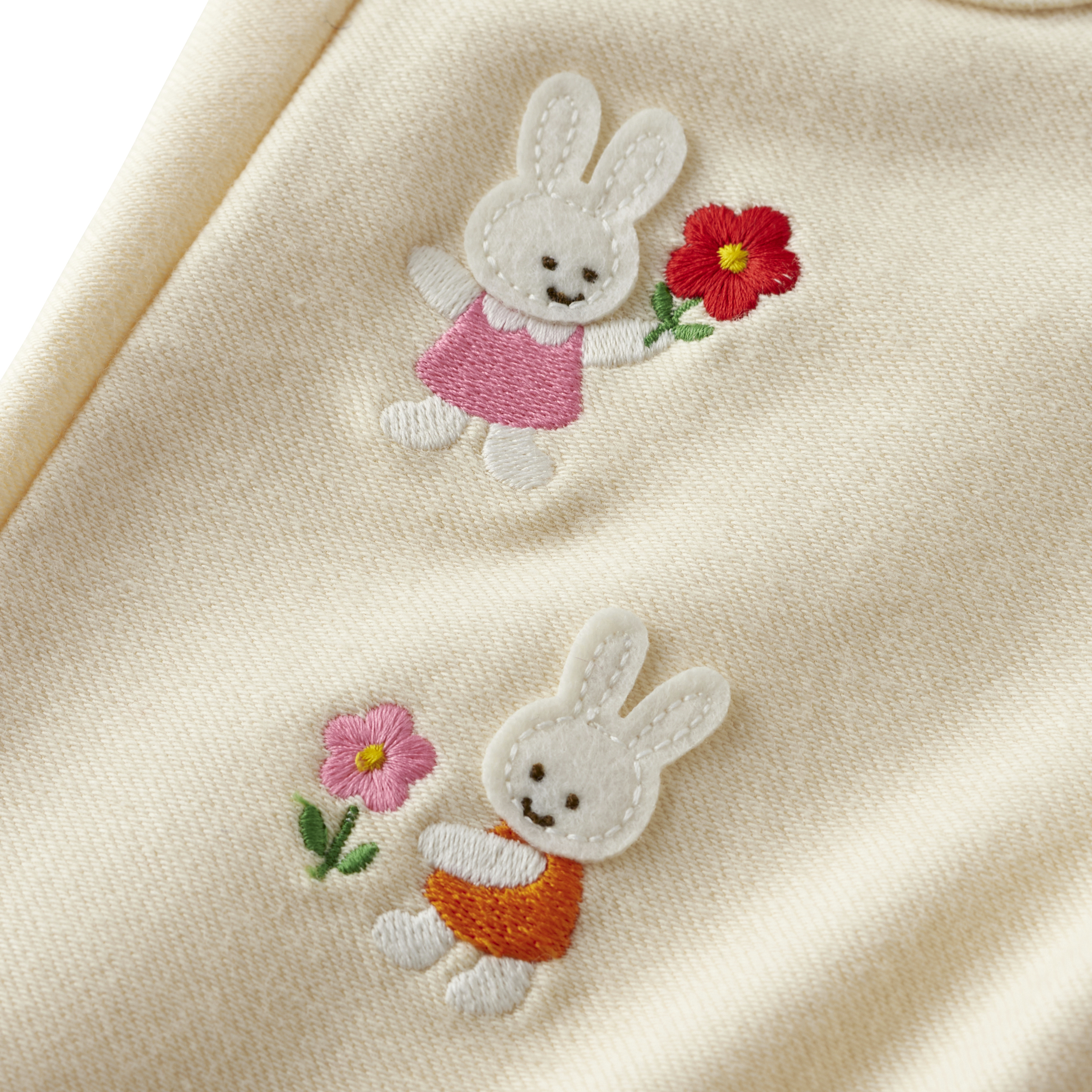 舞颯兔彈性牛仔長褲-象牙