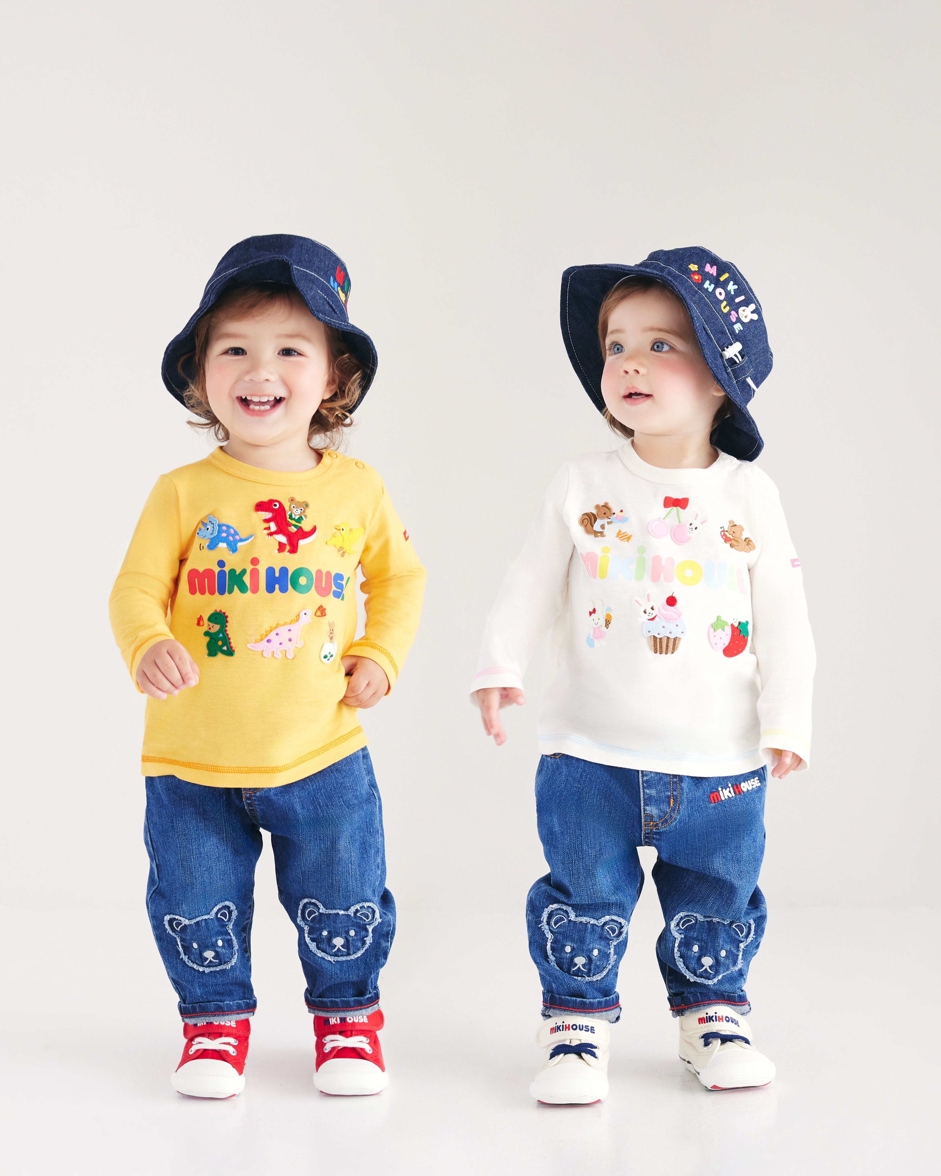 MIKI HOUSE BEAR流蘇熊牛仔長褲-靛藍