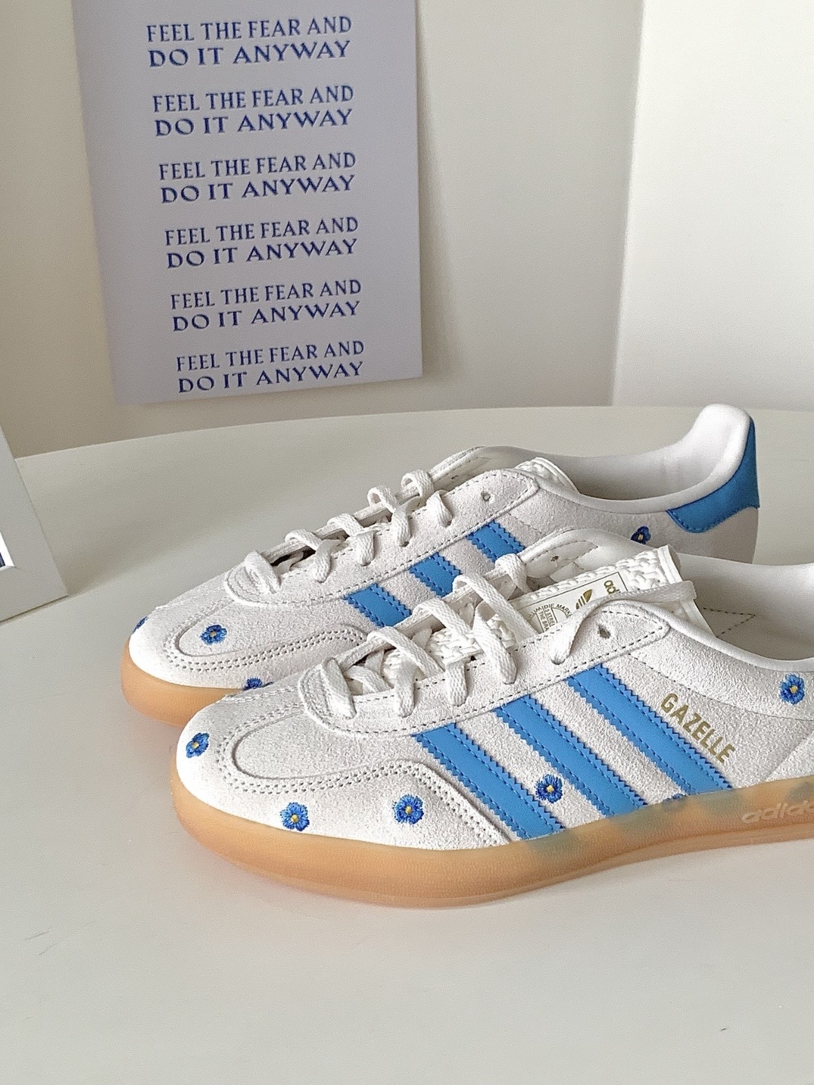 Adidas Gazelle Indoor 刺繡花花 藍色小雛菊💙