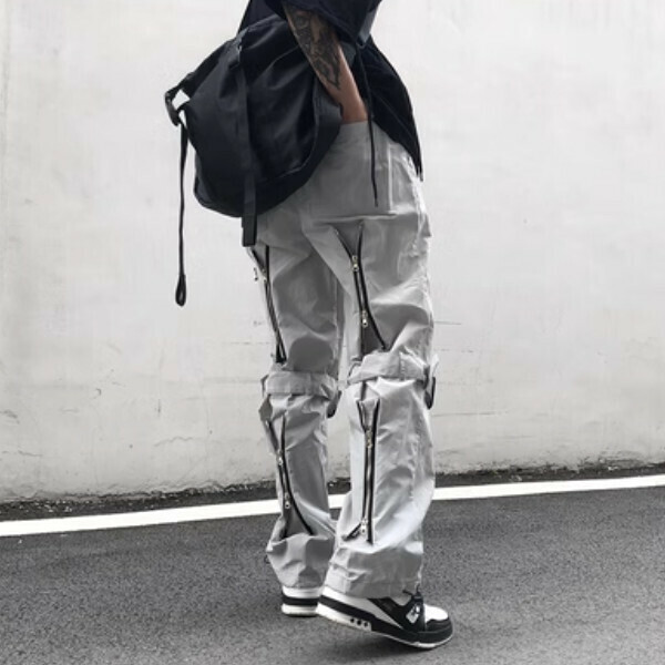 Hot-selling functional loose-fitting Harajuku drawstring overalls [Light gray M-XL sizes, please confirm the delivery size with customer service after placing the order]