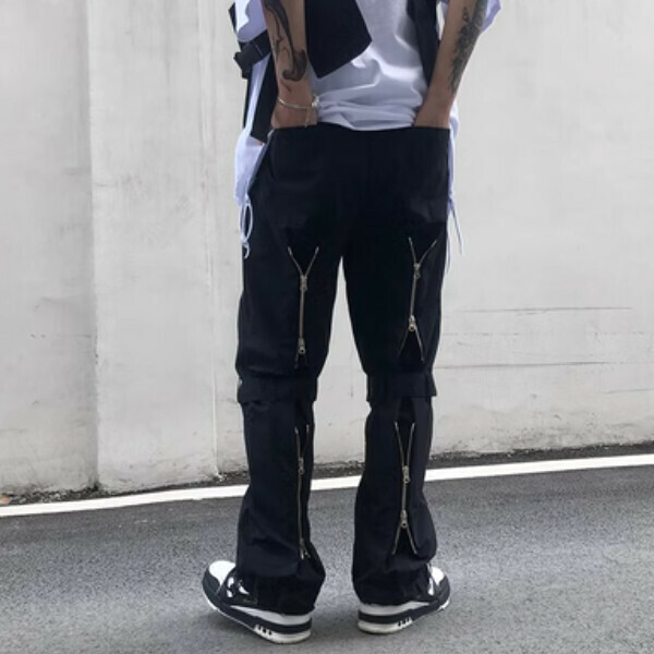 Hot-selling functional loose-fitting Harajuku drawstring overalls [Black M-XL sizes, please confirm the delivery size with customer service after placing the order]