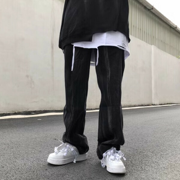 Popular hip-hop high-street pants without holes [Black tie-dye large version, XS-XL sizes, confirm the delivery size with customer service after placing the order]