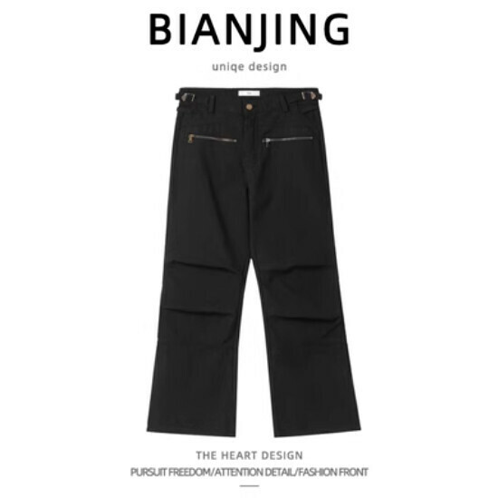 Popular straight-leg overalls [black] (size: S-3XL) (please contact customer service to confirm the delivery size after placing the order)