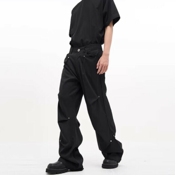 The most popular pair of handsome and street-friendly draped trousers for couples [Black S-2XL sizes, please confirm the delivery size with customer service after placing the order]