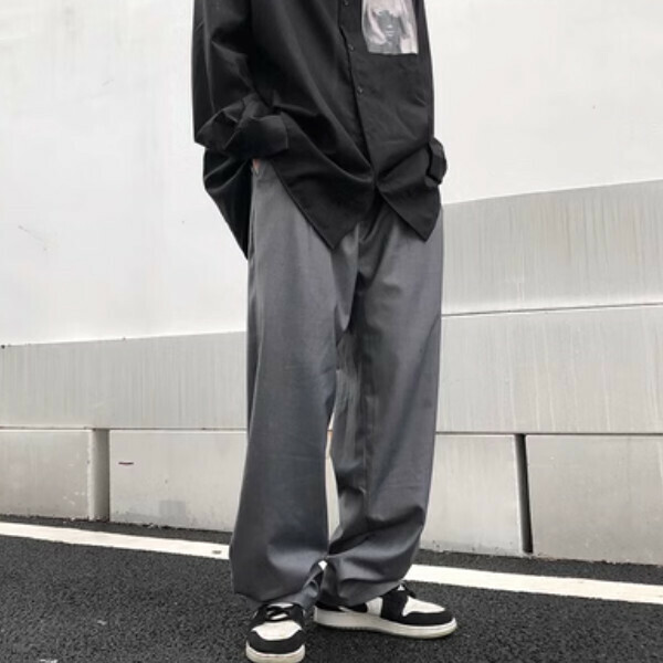 Popular straight-leg loose-fitting suit pants [Gray S-L sizes, please confirm the delivery size with customer service after placing the order]