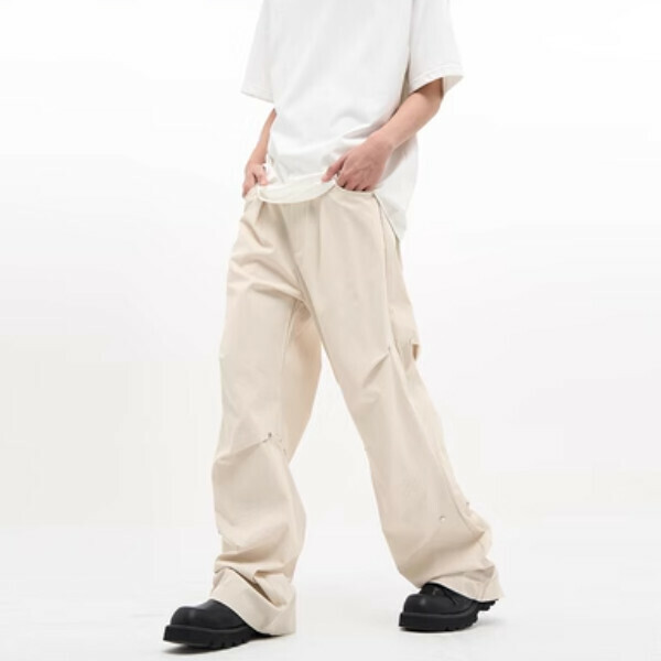 爆款痞帥情侶長褲【杏色S-2XL碼，下單後與客服確認發貨尺碼】
