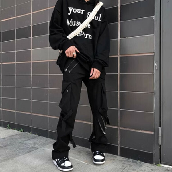 Popular vibe style street strap overalls [Black S-XL sizes, please confirm the delivery size with customer service after placing the order]