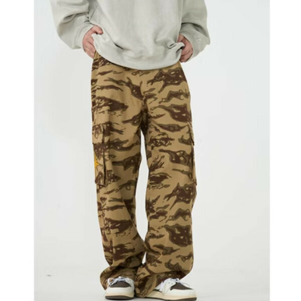Popular camouflage men's vibe style overalls [Coffee color M-XL, please confirm the delivery size with customer service after placing the order]
