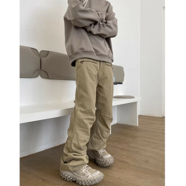 Hot style handsome overalls [khaki color S-2XL, please confirm the delivery size with customer service after placing the order]