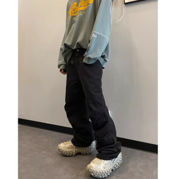 爆款痞帥炸街工裝褲【黑色S-2XL碼，下單後與客服確認發貨尺碼】