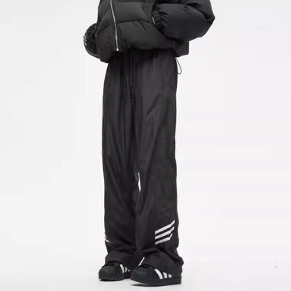 爆款條紋休閒情侶運動褲【黑色偏厚XS-XL碼，下單後與客服確認發貨尺碼】