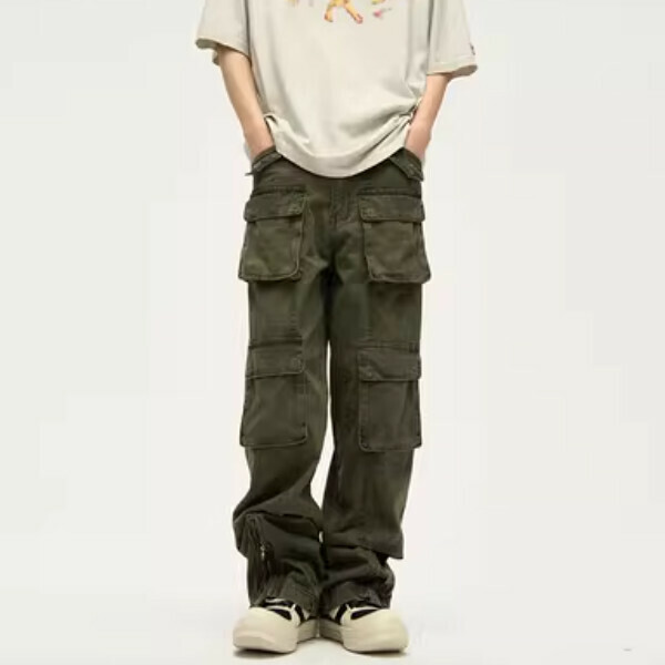 爆款多口袋伐木工裝褲【綠色S-2XL碼，下單後與客服確認發貨尺碼】
