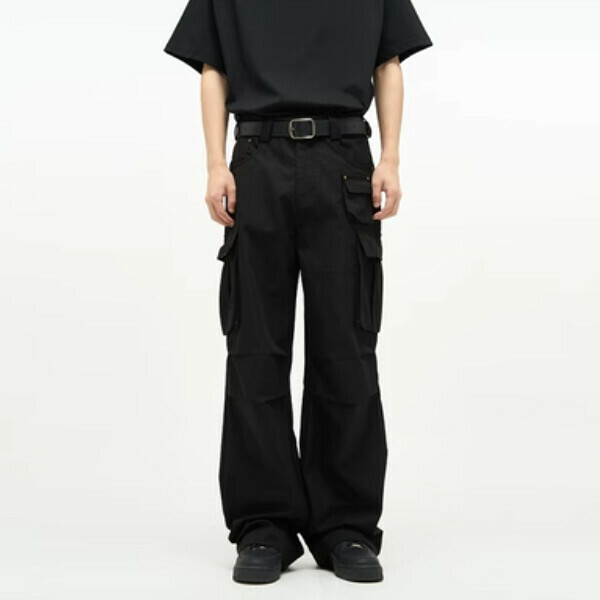 爆款機能伐木多口袋工裝褲【黑色S-2XL碼，下單後與客服確認發貨尺碼】