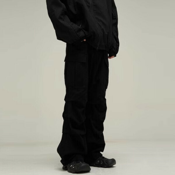 爆款高街vibe風工裝褲【黑色M-XL碼，下單後與客服確認發貨尺碼】