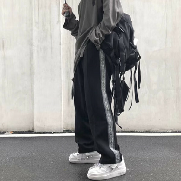 爆款頹廢風ins直筒寬鬆休閒褲【黑色S-XL碼，下單後與客服確認發貨尺碼】  