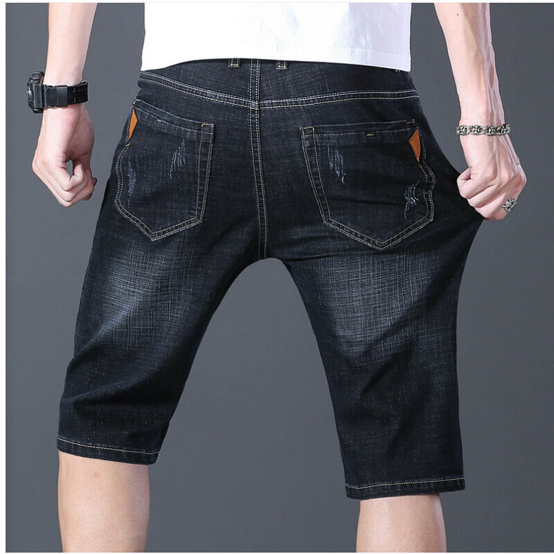 Hot style casual jeans, mid-length pants [008 mid-length pants, black, size 28-40] [contact customer service after placing the order to confirm the delivery size]