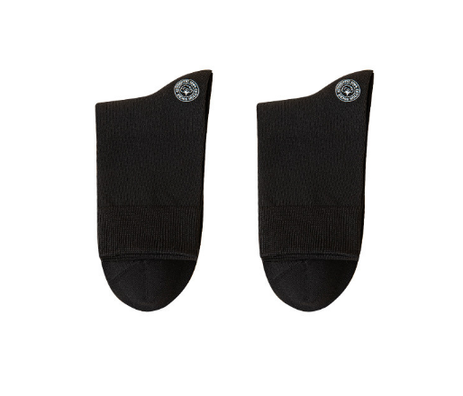 Popular style (pack of 3 pairs) men's solid color cotton mid-calf socks (black) (one size fits all)
